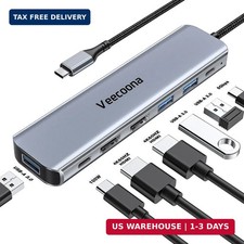 USB C to Dual HDMI Adapter, 7 in 1 Docking Station Dual Monitor
