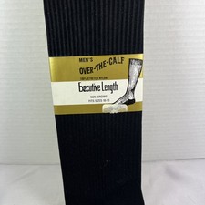 VTG MEN'S NYLON OVER THE CALF DRESS SOCKS Black Size 10-13 U.S.A. NWT RomanCrea