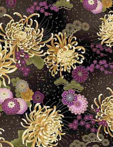Floral Fabric | Majestic Medium Purple Japanese Flower | Timeless Treasures YARD - Afbeelding 1 van 1