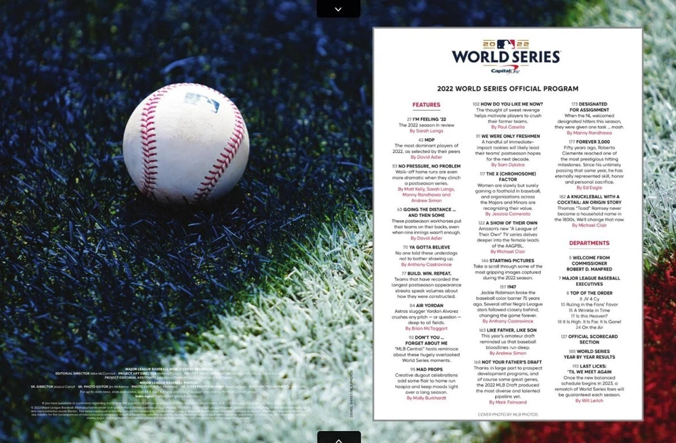 2022 MLB OFFICIAL WORLD SERIES PROGRAM HOUSTON ASTROS CHAMPIONS VS. PHILLIES - Image 2 of 4