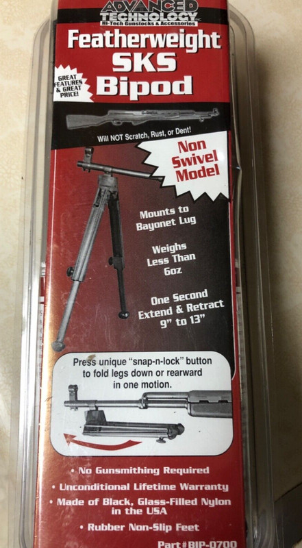 Advanced Technology SKS Featherweight Bipod Black - BIP0700
