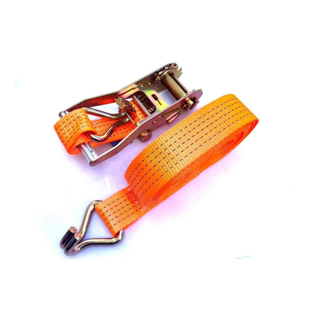 50mm X 3m 5000 Kg Ratchet Tie Down Lashing Straps With J-Hook Tensioning Belt Ratchet Securing Straps For Lawn Equipment Moving Appliances Motorcycle – Orange