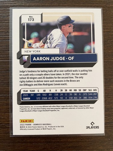 Aaron Judge 2022 Panini Donruss Holo Orange Parallel #73 - Bild 2 von 2