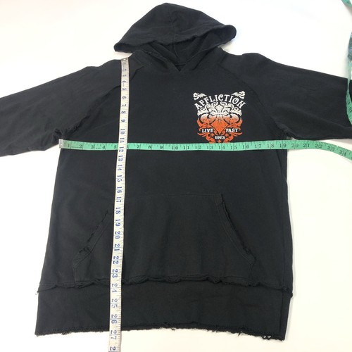 Sudadera con capucha Affliction Live Fast 1973 negra vintage para hombre pequeña envejecida - Imagen 8 de 11