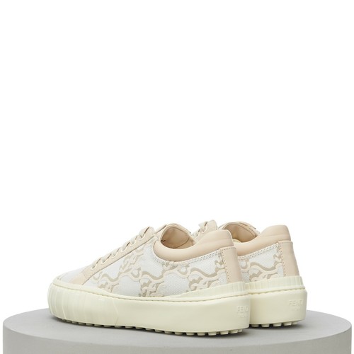 Fendi 770 $ Force beige/weiße Low-Top-Sneaker, Motiv FF Karligraphie - Bild 6 von 11