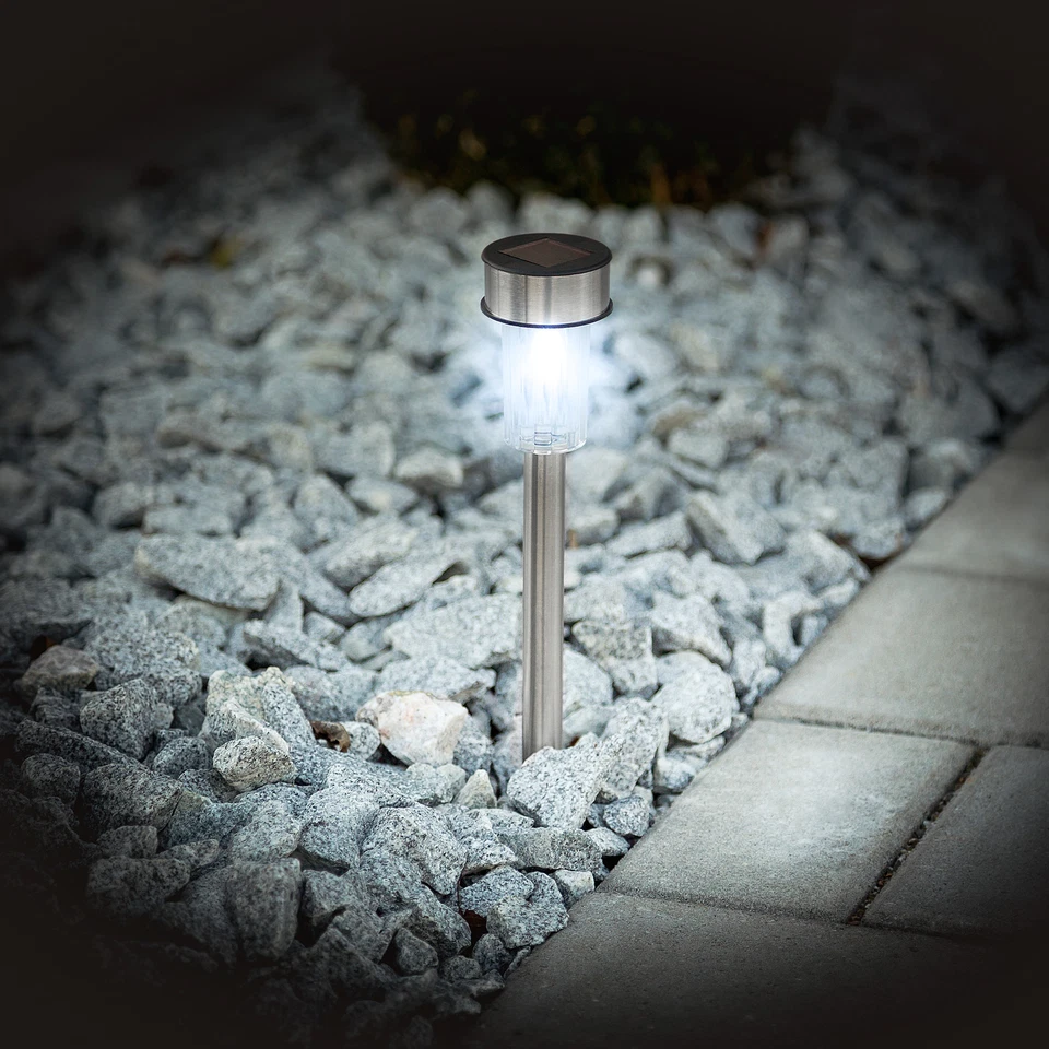 LED Solarleuchte außen Garten Edelstahl Lampe Strahler Einschaltautomatik 24x - Bild 2 von 4