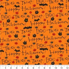 Fabric Traditions Halloween Spooky Fun Orange and Black Fabric, BTHY