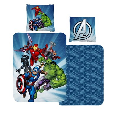 Marvel The Avengers Biber/Flanell Bettwäsche 80x80 + 135x200 cm 100% Baumwolle