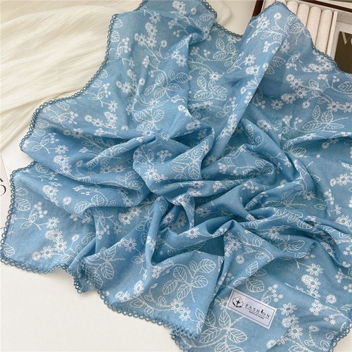 68*68cm Cotton Linen Square Neckerchief DIY Flower Printed Bandanas Hair Scarf ✨ - Picture 20 of 43