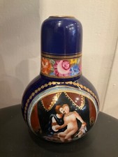 VTG  BOUDOIR TUMBLE UP HAND PAINTED PORCELAIN BEDSIDE WATER CARAFE CUP RISQU&Eacute; FF