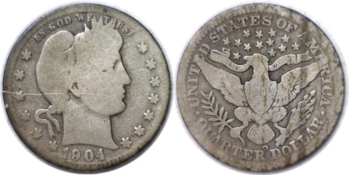 1904-O 25C Silver Barber Quarter Good
