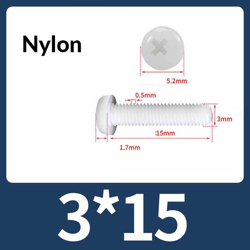 Nylon Kunststoffschrauben Linsenkopfschrauben Weiß mit Kreuzschlitz M2 M3 M4 ~M8 - Bild 25 von 70