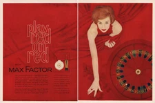 1960 Max Factor: Play Red On Red Vintage Print Ad