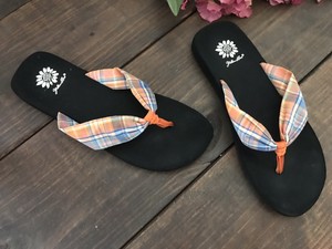 orange yellow box flip flops