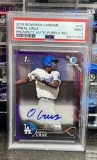 2016 1st Bowman Chrome Oneal Oneil Cruz Purple Refractor Auto Rookie /250 PSA 9