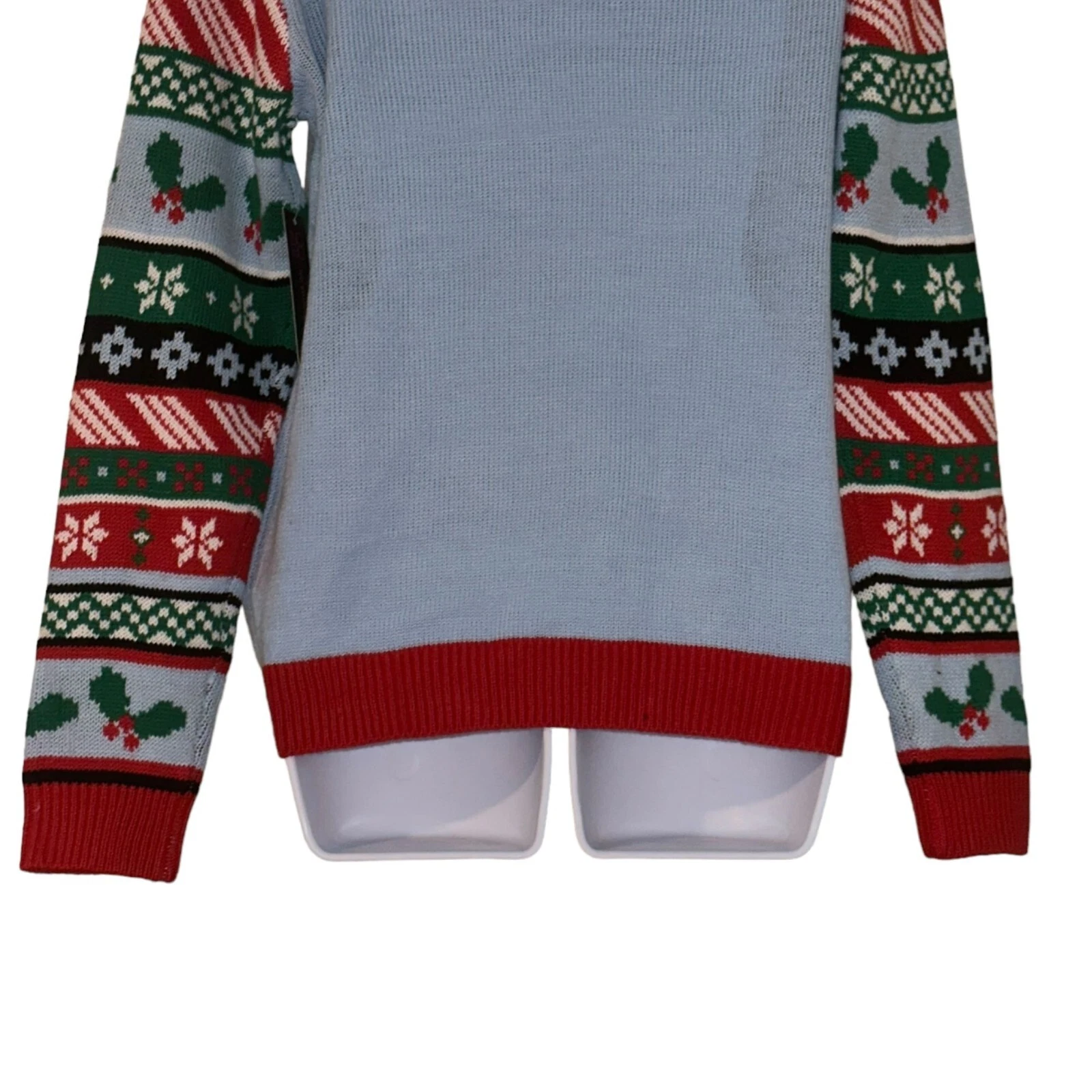 NWT No Boundaries Christmas Sweater Junior L 11 13 Jailbird Santa Pullover Funny