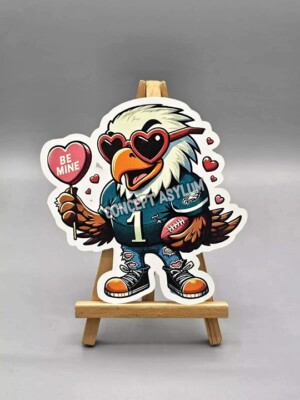 BE MINE EAGLE DIE CUT VALENTINE'S DAY CARD/VALENTINE DECOR PHILADELPHIA EAGLES