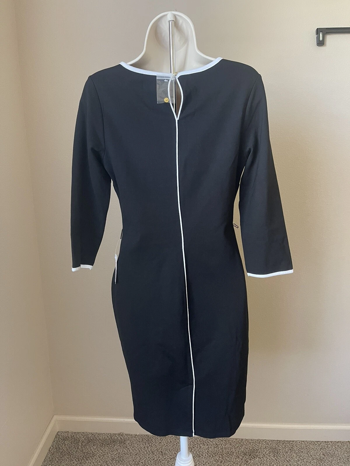 VETEMENTS Abito donna Venus nero girocollo manica 1 2 MIDI comodo bodycon s M senza cintura