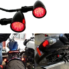 Black Motorcycle Turn Signals Red Blinker Light For Harley XL Sportster 1200 883