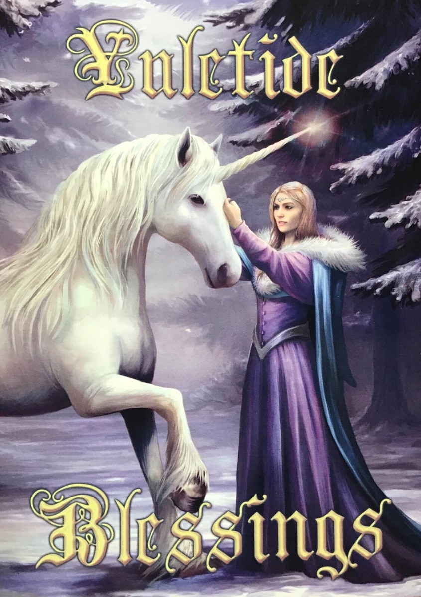 Anne Stokes Biglietto Di Auguri Compleanno Unicorn (Birthday Wishes) - Foresta Incantata Con Busta, Carta Eco-Friendly
