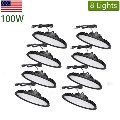 8Pack 100W UFO Led High Bay Light Industrial Gym Commercial Warehouse Shop Light