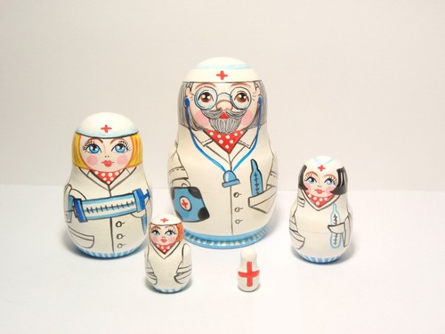 Doctor and Nurses Nesting Doll 5pcs, Matryoshka 4,2 in. - Picture 2 of 3