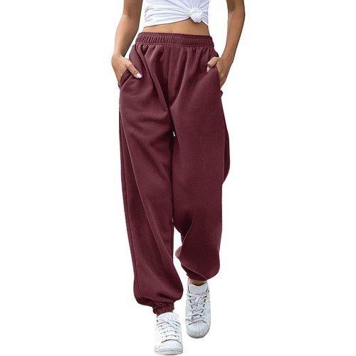 Damen-Jogginghose hoher Bund Training Aktiv Jogginghose Hose Baggy Loungehose - Bild 24 von 57