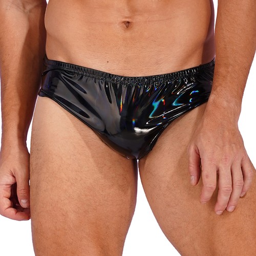 Slip uomo sexy pelle intimo wet look elastico in vita mutande lingerie - Foto 58 di 87