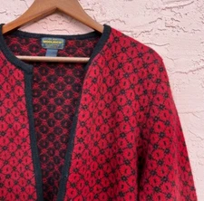 Woolrich Wool Sweater Cardigan Jacket Red Black Size Medium