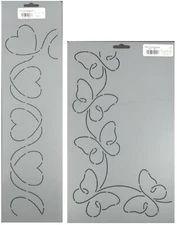 2 Quilting Stencils Heart & Butterfly Border Quilt Patterns Corner Templates Set