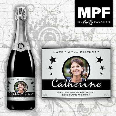 MY PARTY FAVOURS Personalised Photo Champagne Prosecco Bottle Label - Birthday Any occasion - SLV