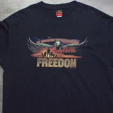 2009 Hot Leathers In Memory Of Troops T-Shirt 00s American Bald Eagle Size L