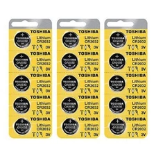 Toshiba Genuine Fresh Date CR2032 2032 Lithium 3V Batteries Exp 2030 (15 pieces)