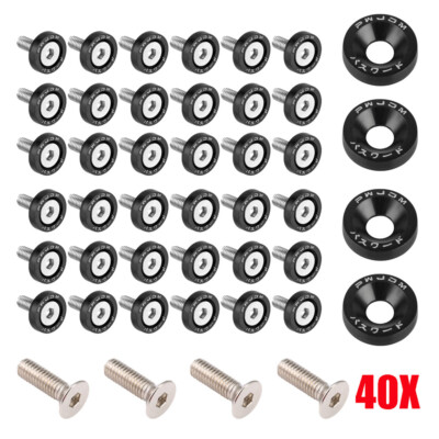 40X JDM Billet Aluminum Fender Bumper Washer Bolt Engine Bay Dress Up Kit Fbkuxs