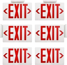 LED Emergency Exit Sign Light - Battery Backup UL 924 Certified 6 Pack Red