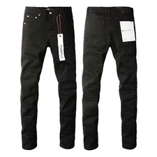 New purple brand men's personality Fashion Slim Fit Black Jeans 