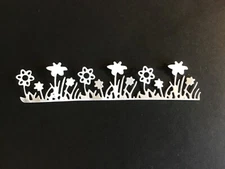 FLOWERS Border rectangle die cut embellishments 6 pcs  1-1/4" x 5-1/4” 