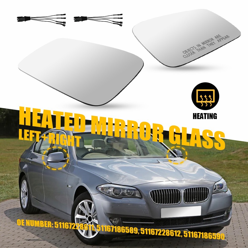 Mirror Glass Heated For 2010-16 BMW 528i 535i 550i 535D 640I | Right Left Side T