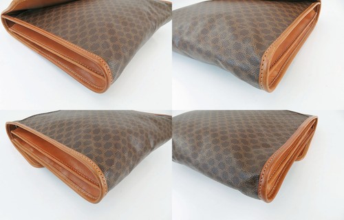 Authentic CELINE Brown Macadam Canvas and Leather Clutch Business Bag #40942 - Picture 7 of 19