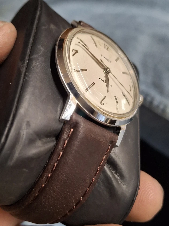 Timex Marlin 1959 esfera blanca para hombre vintage años 50 mecánico cuerda manual antiguo... Foto 4 de 4