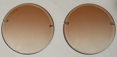 Cartier Rimless Replacement Lenses Signed Gradient Round 1 Hole Mount