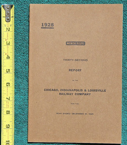 1928 Monon Railroad Chicago Indianapolis & Louisville Kentucky Railway Indiana