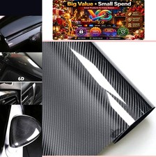 6d Carbon Fiber Vinyl Wrap Roll Glossy Black 1ft X 10ft Bubble Free Air Release