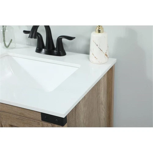 Elegant Decor Grant 24" Aluminum MDF Single Bathroom Vanity in Natural Oak - Picture 4 of 8