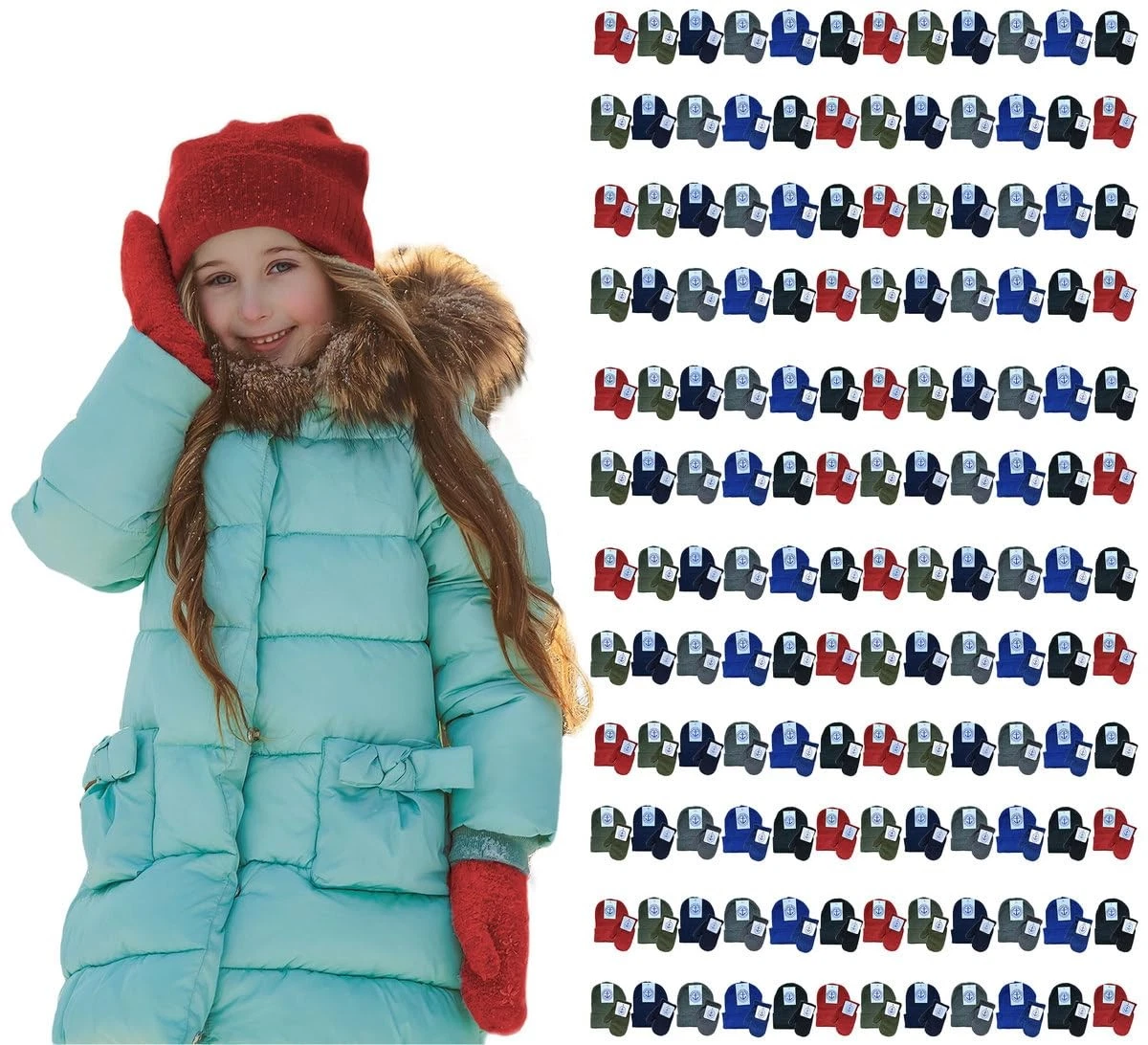 144 Pack Yacht & Smith Wholesale Kids Beanie and Glove Kit Sets