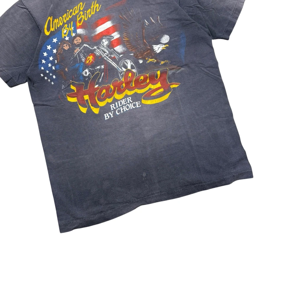 Harley Davidson American By Birth Rider By Choice de Colección Años 80 Doble Cara Talla M Foto 4 de 4