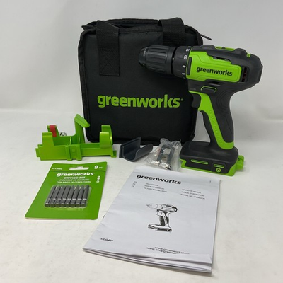 #ad GreenWorks DDG401 Brushless 24V Cordless Drill Driver W Bag Bits amp; Belt Clip $43.20
