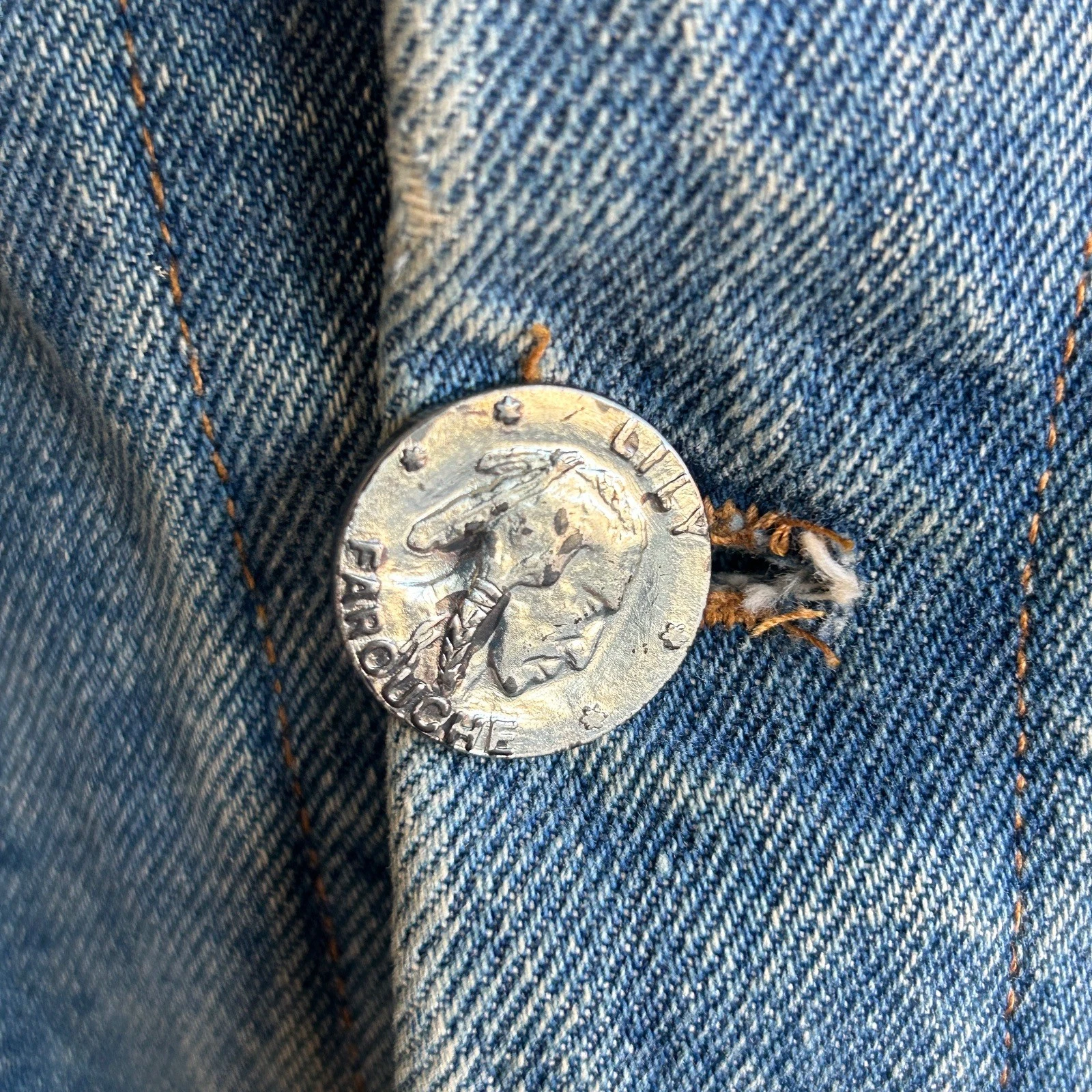 Lily Farouche Denim Jacket ReWorked Hand Painted Corvette Stingray Art to Wear - product detail image 7
