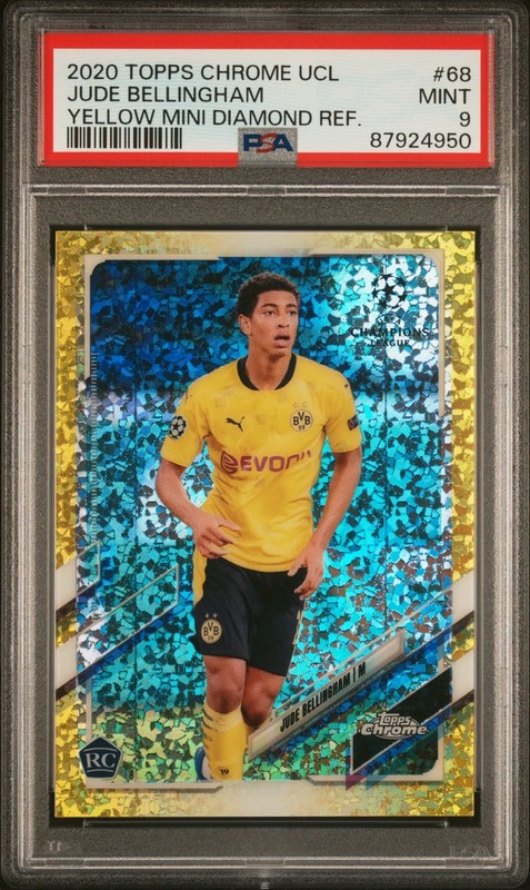 Jude Bellingham RC 2020 Topps Chrome Yellow Mini Diamond Refractor PSA 9 /299