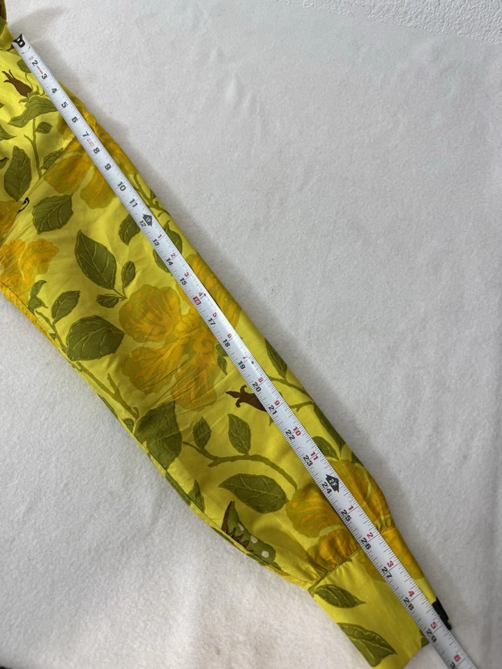 Jim Thompson Thai Silk Blouse Women 14 Yellow Butterfly Button Up Hawaiian Shirt - Image 4 of 4